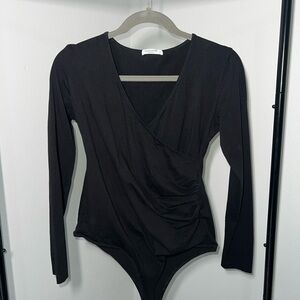 Elegant Black Wrap Bodysuit